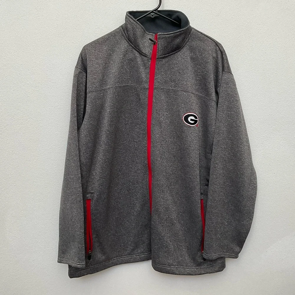 Knights Apparel University Of Georgia Grey, Red Zip Up Jacket Size L Bulldogs